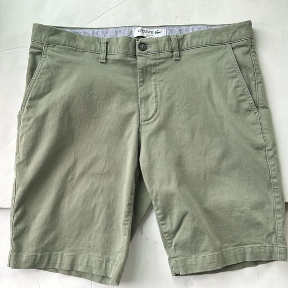 Lacoste Men's Size 38 Slim Fit Stretch Gabardine Bermuda Shorts 10” Inseam Chino - Picture 2 of 11